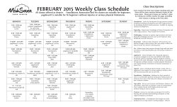 FEBRUARY 2015 Weekly Class Schedule