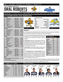 Oral Roberts Game Notes - South Dakota State University Athletics
