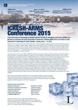 ICRESH-ARMS Conference 2015 - The Center for Advanced Life