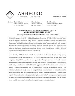 Ashford Trust Announces Formation Of Ashford Hospitality Select