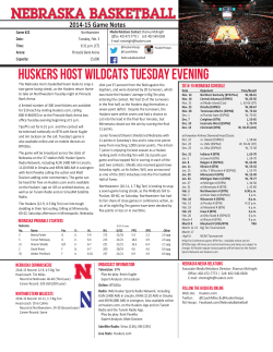 HUSKERS HOST WILDCATS TUESDAY EVENING
