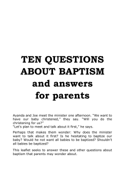 ten questions about baptism - Uniting Presbyterian Church in