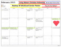 Calendar - Living Waters Christian Fellowship