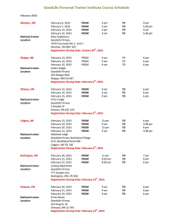 GoodLife Personal Trainer Institute Course Schedule