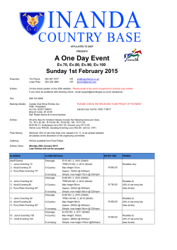 One Day Event Schedule – February 2015