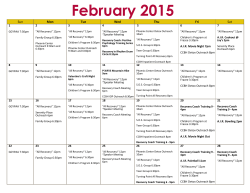February 2015 – Calendar of Events