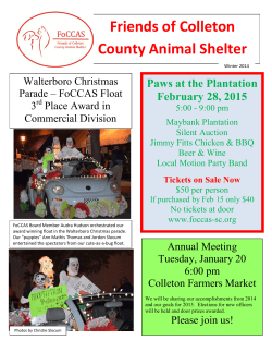 Winter 2014 - Friends of the Colleton County Animal Shelter
