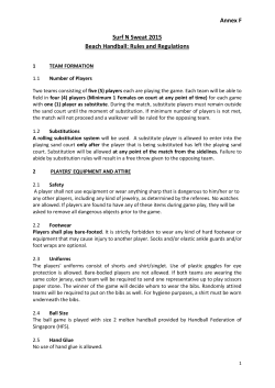 Annex F Surf N Sweat 2015 Beach Handball: Rules and Regulations