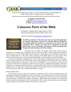 Unknown Parts of the Bible - Associates for Scriptural Knowledge