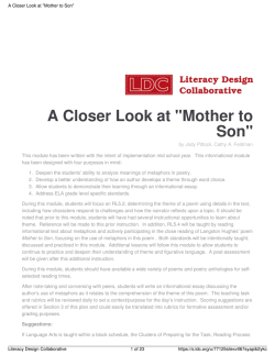 A Closer Look at "Mother to Son"