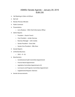 ASMSU Senate Agenda – January 29, 2015 SUB 235