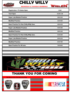 Download the 2015 Chilly Willy Race Schedule
