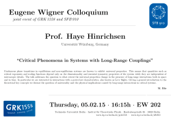 Eugene Wigner Colloquium Prof. Haye Hinrichsen