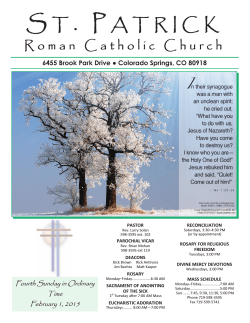 February 1, 2015 Bulletin - St. Patrick Roman Catholic Church