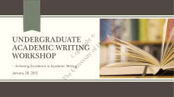 Undergraduate Academic Writing Workshop - Faculty of Arts