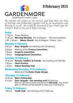 weekly news sheet - Gardenmore Presbyterian Church