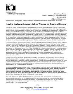 Lavina Jadhwani Joins Lifeline Theatre as Casting Director