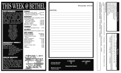 Weekly Bulletin - Bethel Church of the Nazarene