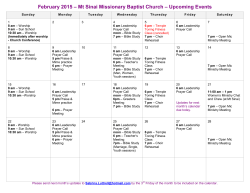 February 2015 Calendar of Events