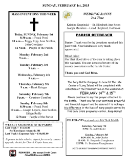 Bulletin February 1, 2015 - St. Elizabeth Ann Seton Church