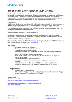 Job offers for family doctors in South Sweden.