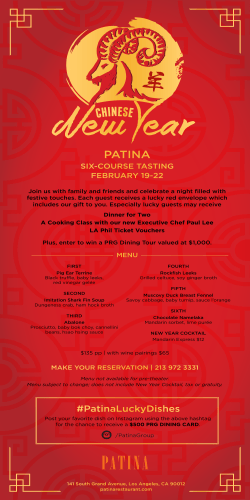 Chinese New Year - Enjoy a six-course lucky tasting menu