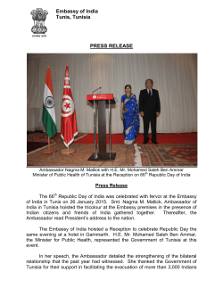 66th Republic Day of India celebrated in Tunis on 26th January 2015