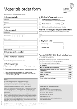 Materials order form - The Chartered Institute of Environmental Health