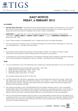 daily notices monday, 2 february 2015