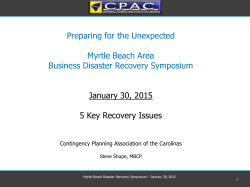 Five Key Recovery Issues - the City of Myrtle Beach