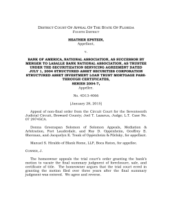 Epstein v. Bank of America - Fourth District Court of Appeal