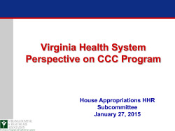 Virginia Health System Perspective on CCC Program