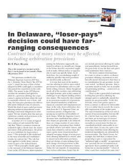 In Delaware, “loser-pays” decision could have