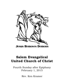 February 1st Bulletin - Salem Evangelical United Church of Christ