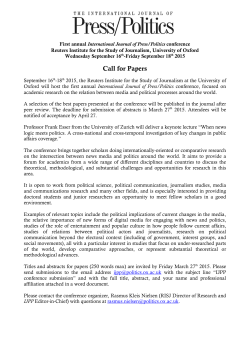 IJPP Conference Call for Papers - The International Journal of Press