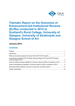Thematic Report on the Outcomes of Enhancement
