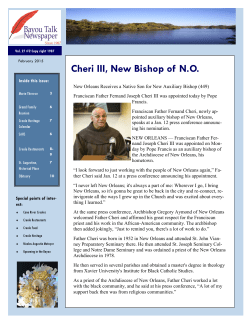 Cheri III, New Bishop of N.O.