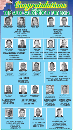 TOP AUTO SALESPEOPLE FOR 2014
