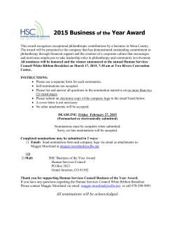 2015 Business Award Nomination Form