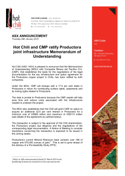 Hot Chili and CMP Ratify Joint Infrastructure