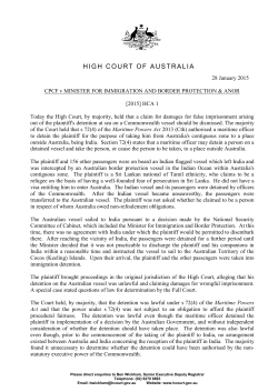 Judgment summary - High Court of Australia