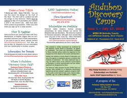 our Audubon Discovery Camp Flyer for 2015!