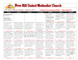 Prayer Calendar - Ben Hill United Methodist Church