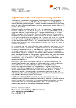 Appointment of Dr Chris Rayner as Acting Director
