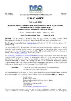 PUBLIC NOTICE - the Oklahoma Department of Environmental Quality