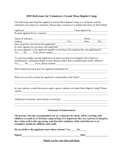 Camp Volunteer Reference Form