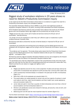 ACTU Media Release – no need for FWC study (PDF version)