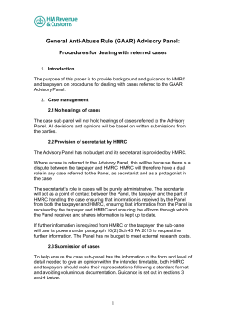 GAAR Advisory Panel - Procedures for dealing with