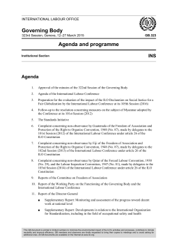 Governing Body Agenda and programme