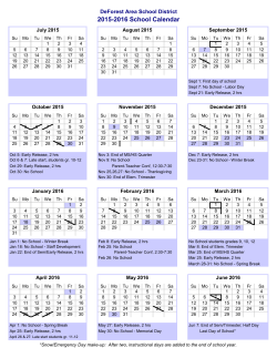 2015-16 Academic Calendar - DeForest Area School District